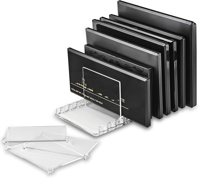 BY ALEGORY Acrylic Makeup Storage Eyeshadow Palette Organizer w/Removable Dividers 10 Space Display Case Fits Virtually All Blush Powder Pallet Sizes (3)