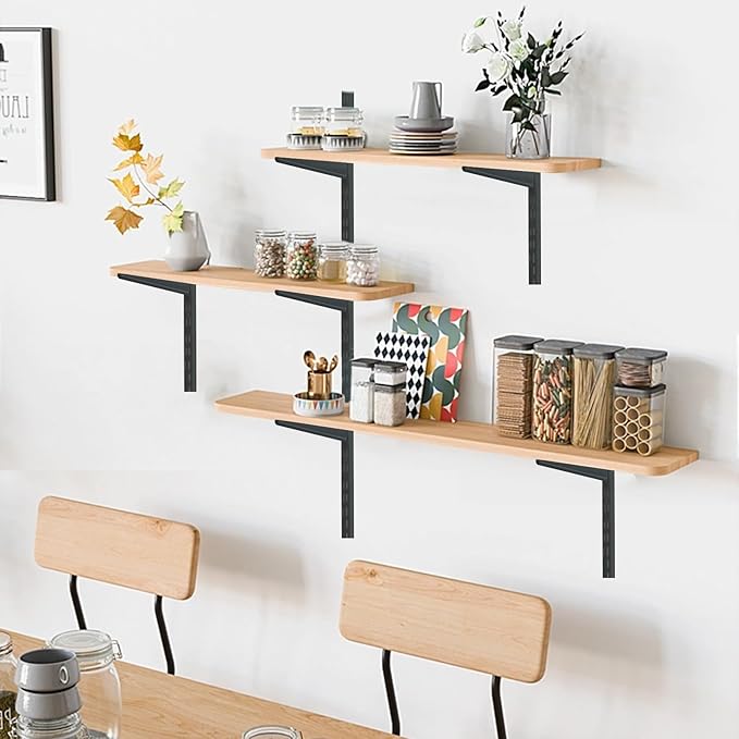 10 Pack 7‑Inch Adjustable Wire Shelf Brackets – Heavy‑Duty Double‑Track Closet & Wall Shelving System Supports（Black）