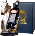Wine Bottle Holder Wine Racks Tabletop Horse Statue as Home Kitchen Wine Cellar Decorative Storage Organizer, Horse Sculpture Horse Decor Horse Gifts for Girls Men Women (Silver)