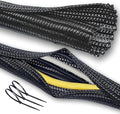 Cable Management Split Wire Loom Sleeve - Cord Hider & Protector for Desk, Pet Chew Proof, Wire Cover Organizer, Flexible Tube for Wires and Cables (1/2 Inch 50FT, Black)