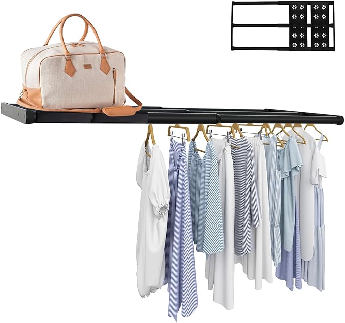 Expandable Closet Shelf, 16-67 Inches Metal Closet Rod Organizers and Storage Shelves Space Saving DIY Divider Separator for Cabinet Wardrobe