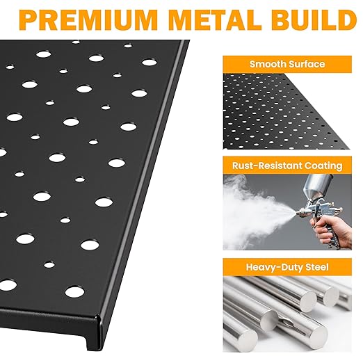 Pegboard Smith Metal Pegboard Panels, 16" x 12" Heavy-Duty Wall Peg Boards for Garage Tool Storage, Pegboard Organizer System (Pack of 3, Black)