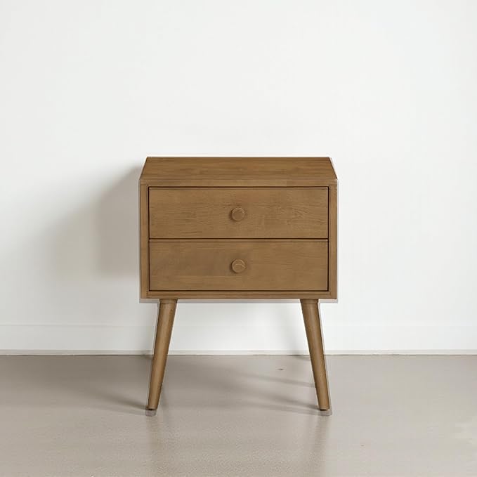 NTC Lux Nightstand with 2 Drawers, Featuring Adaptable Design, 150 lbs Load Capacity, Water-Resistant, Elevate Your Space, Easy Assembly - Teak Look
