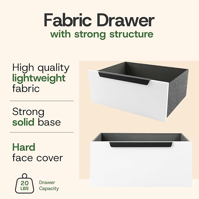 tinge Lira Premium Fabric Dresser - Solid Wooden Frame, 4 Spacious Sag-Proof Drawers with Sleek Metal Handles - Sleek & Durable Storage Solution for Your Home (Dark Brown)