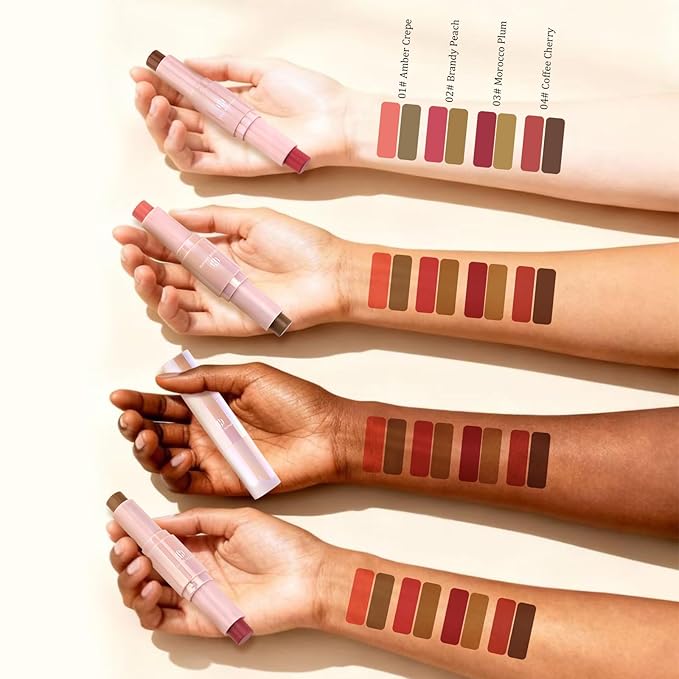 Color Nymph Blush Contour Stick, Cream Blush & Contour Matte Texture Double-end Stick Multiuse Blusher with Butter Bronzer For Cheeks Eyes Lip Vegan & Cruelty-Free - 03# Morocco Plum