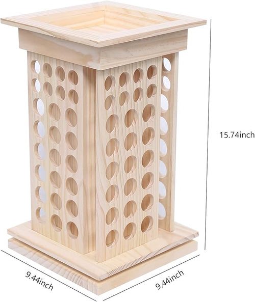 104-Hole Wooden Essential Oil Display Rack, 8 Tiers Rotating Pine Organizer for Home, Beauty Salon, Perfume Store, Hold 5ml & 15ml Bottles, Space-Saving Countertop Holder, Easy Access, 9.44*15.74in
