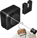 Retractable Heavy Duty Clothesline - Wall Mounted Indoor and Outdoor Laundry Drying Solution, 15.7ft Anti-Sagging Stainless Steel Rope (Black)