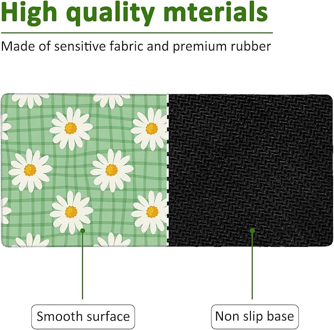 Daisy Floral Gaming Mouse Pad XXL Large Desk Mouse Pad Keyboard Mat with Stitched Edges Waterproof Non-Slip Desk Mat for Laptop,Keyboard,Computer 35.4 * 15.7 Inch