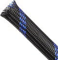Braided Cable Sleeving, PET Expandable Braided Cable Sleeve, Flexible Mesh Sleeving Cord Management for Audio Video and Other Home Device, Cord Protector from Pets (Black Blue, 1/2" x 25ft)