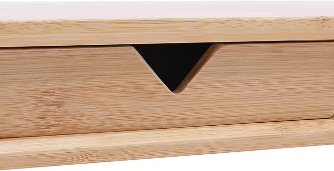 Monitor Stand Riser, 24inch Large Desk Computer Monitor Stand with 2 Wire Holes & Back Baffle, V-shaped Drawer, Desk Shelf Adds Storage for PC Monitor, Laptop, Printer