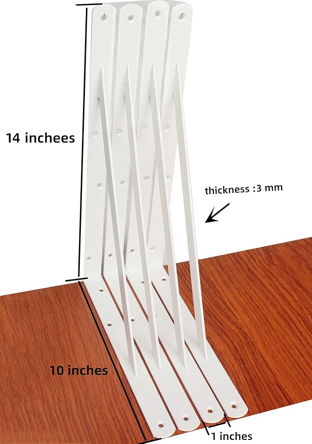 12 Pack L14 x H 10" White Heavy Duty Shelf Brackets with Screws Metal Shelf Brackets Shelf Support Angle Brackets for Shelves L Brackets Heavy Duty Floating Shelf