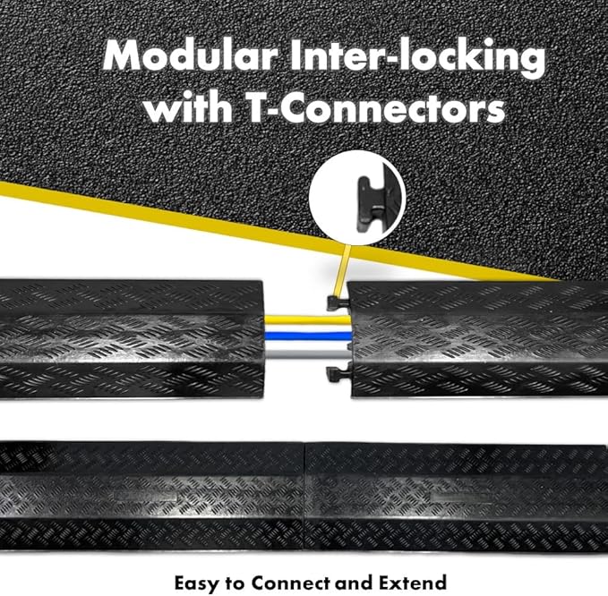 Kable Kontrol Drop Over Floor Cord Cover – 40” Inch Long 3 Channel Cable or Wire Protector – 30 Pcs Bulk Pack - Rubber Ramp for Indoor and Outdoor Use – Black