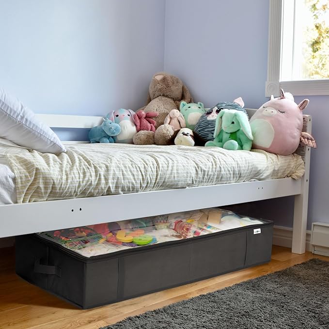 Closet Organizers and Storage - Maximize Space with Under Bed Storage Containers & Clothes Storage - Ideal Closet Organizer, Toy Storage Organizer & Underbed Storage (Black, 4 Pack)