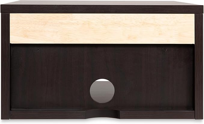JONATHAN Y NST2001A Elise 15.71" Classic Contemporary Floating Wall Mounted Nightstand with Soft-Close Tambour Drawer and Cable Hole, Black/Light Oak