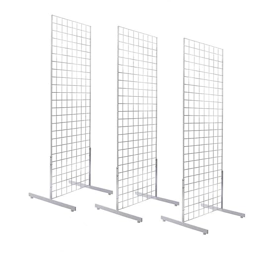 Only Hangers 2' x 6' Gridwall Panel Tower with T-Base Floorstanding Display Kit, 3-Pack White …
