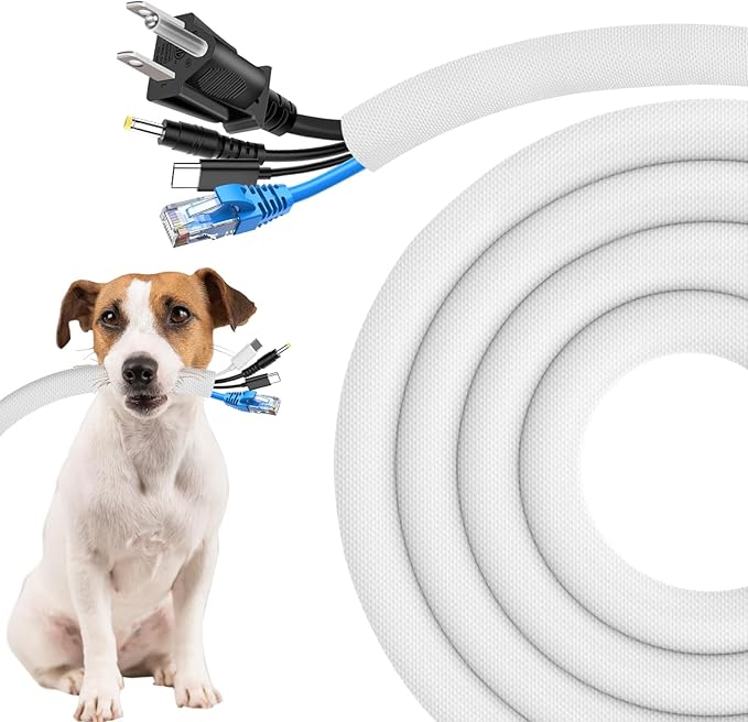 Secbolt Cord Protectors from Pets No Chew, 10ft - 1 inch Ultra Durable Cord Covers for Pets, Bite-Resistant Cable and Wire Protector for Cats, Dogs, Rabbits - White