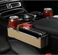 DEEYOTA a Gap Filler Organizer with Cup Holder, Car Seat Organizer Auto Console Side Storage Box Organizer for Car Front Seat (Beige)