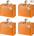 VENO 4 Pack Heavy Duty Moving Bags, Storage Bags, Packing Supplies, Top Zipper, Storage Totes for Camping, Clothes, Bedding, Comforters, Pillows (13 Gallon, Seasonal Autumn Orange, 4 Pack)