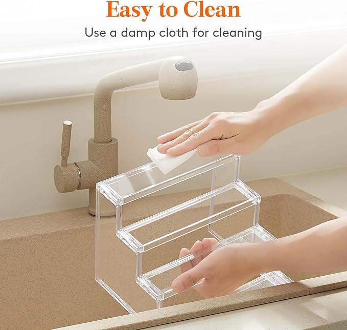 Lifewit 4 Tier Perfume Stand Organizer for Women, Plastic Display Riser, Tool-Free Assembly, Fragrance Makeup Cosmetics Shelf for Vanity Bedroom Bathroom Storage Organization, Clear, 9 Inch, 3 Pcs