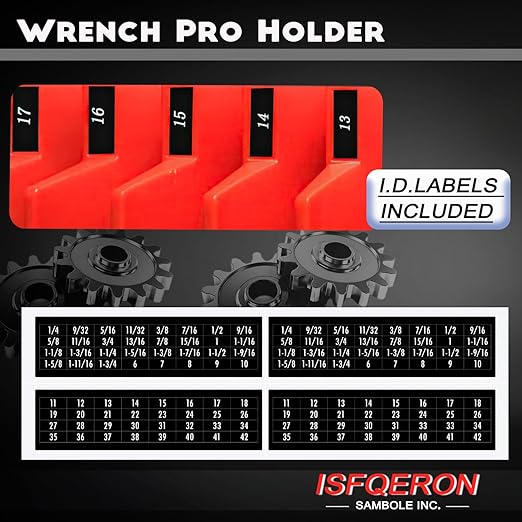 92 Pack Magnetic Wrench Organizers for Toolbox Drawers - Heavy Duty Modular Wrench Rack with Metric & SAE Labels - Wrench Holders Organizers for Professional Tool Storage (Black)