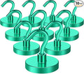 MIKEDE Strong Magnetic Hooks, 120Lbs Heavy Duty Magnetic Hooks for Cruise, Neodymium Earth Magnets with Hooks for Hanging, Super Metal Industrial Magnets for Grill, Storage (Green,10 Pack)