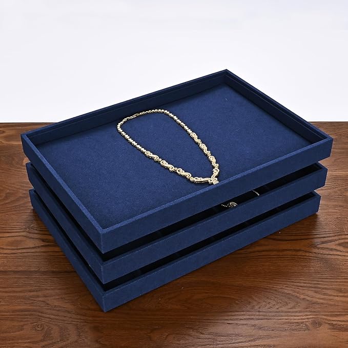24 Grids Jewelry Tray Earring Organizer Tray Microfiber Jewelry Display Tray Ring Earrings Holder Trays Jewelry Drawer Organizer for Ring Earrings Holder Storage Display Tray