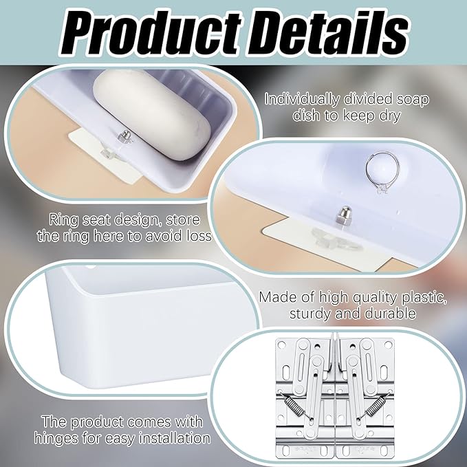 Umigy 2 Pack 11" Tip Out Tray for Sink with 2 Pairs of Hinges Front Sink Drawer Tip Out Tray Kit False Drawer Front Clips Flip Sponge Holder for Kitchen, White