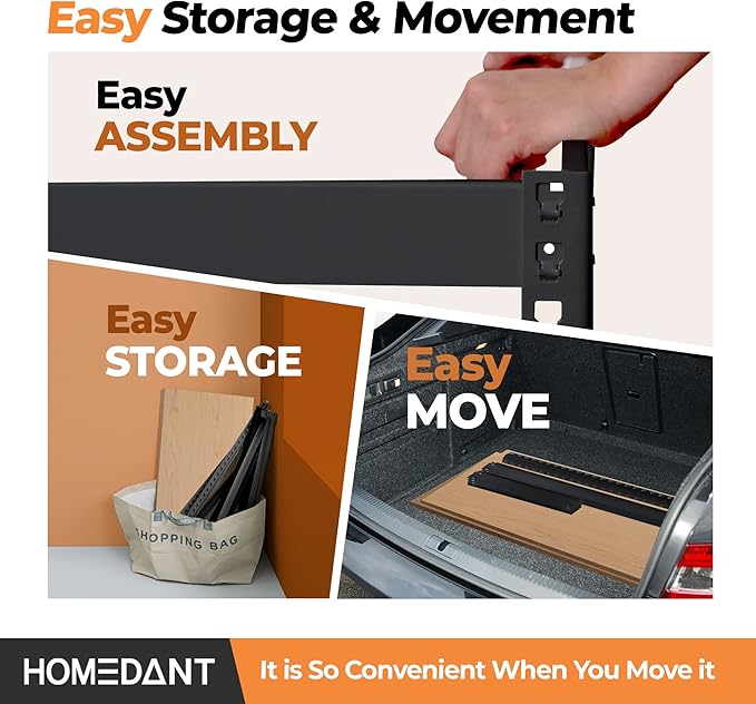 HOMEDANT 5 Tier Storage Shelves Adjustable Laminated Boltless Garage Metal Shelving Unit Heavy Duty Utility Rack Shelf Warehouse Pantry Closet Kitchen (10, (M) 35.9" W, Black)