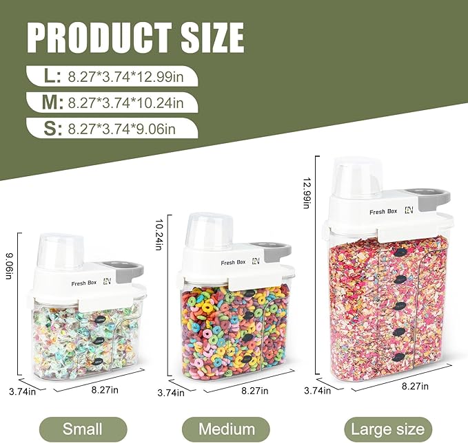 Cereal Storage Container 2Pack,85oz/2.5L Airtight Food Storage Containers With Lids,Organizers Storage With Measuring Cup for Beans,Sugar,Rice,Nuts,Snacks,Dog Cat Pet Food,Candy