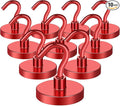 MIKEDE Strong Magnetic Hooks, 120Lbs Heavy Duty Magnetic Hooks for Cruise, Neodymium Earth Magnets with Hooks for Hanging, Super Metal Industrial Magnets for Grill, Storage (Yellow,10 Pack)