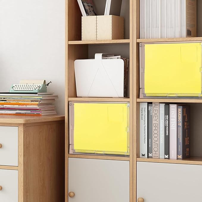 MUKAI File Box Organizer, Hanging Folder Storage Boxes, File Folder Organizer with Slide, Filing Crate Bin Holder with Letter-size File Holder Filing Box for Office, Home, Decor (1)