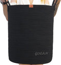 large tall sturdier Laundry Hamper Basket Woven Storage Baskets for clothes Pillows Blanket Toy in living or bed room decoration H50XD38cm black