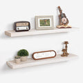 Axeman Floating Shelves for Wall - 32''W x 8'' D Rustic Solid Elm Wood Shelves for Storage, Wall Mounted Display Shelving with Invisible Heavy-Duty Metal Bracket (White Wash, 2PCs)