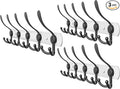 Coat Rack Wall Mount with 5 Tri Hooks, Stainless Steel 16 Inch – White & Black Matte Finish, Heavy Duty Wall Mounted Hook Rack for Coats, Hats, Towels, Scarfs, Robes, Bags, Entryway & Bathroom, 3 Pack
