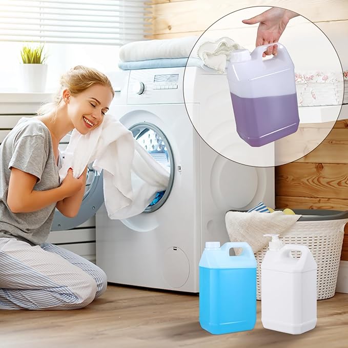 2 Pack 2.5 Gal Plastic F-Style Jug Reusable Food-Safe, Heavy-Duty HDPE Containers for Water, Sauces, Soaps, Detergents, Honey Liquids with Screw-On Cap and Pump Cap (Translucent)