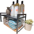 Expandable Cabinet Shelf Organizer 16-26" L Stackable Kitchen Counter Shelf Sink Rack Countertop Storage Black (Wide 10.6”D)