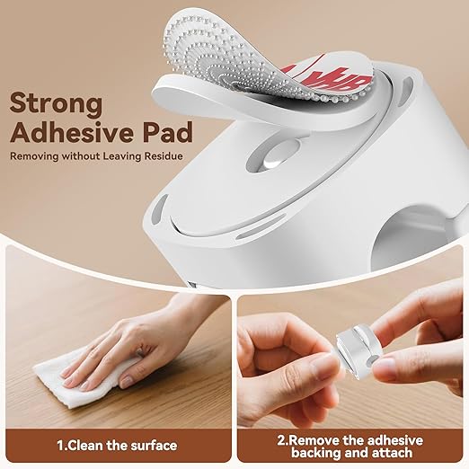 6 Pack Rotatable Cord Organizer,Spring Cable Clips Desk Cable Management Cord Holder Adhesive Phone Charger Cord Clips for Home Office Car Wall Nightstand Accessories White