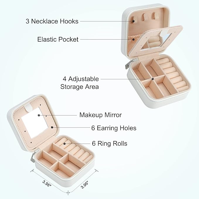 Parima Jewelry Organizer Box - Small Travel Case, Mini Jewelry Boxes for Women - Letter Y, White