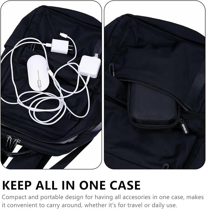 Ginsco Hard Shell Protection Case Electronic Accessories Organizer Pouch for MacBook Air/pro Adapter Chargers Cables Power Bank, for Sandisk Portable SSD Flash Disk SD Card (Black)