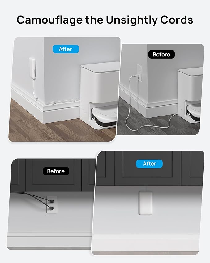 TROND Flat Power Strip with Outlet Cover - 10FT Long Extension Cord with 8 AC Outlets, Flat Wall Plug with 2 USB A & 2 USB C Ports, 1700J Surge Protector, Compact for Home Office Dorm Room Essentials