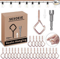 50 PCS Rose Gold Eye Screw Hooks for Hanging Heavy Duty with Safety Buckle.Metal Ceiling Hooks for Hanging Plants Cup Wind Chime Bird Feeders Patio Lights at Indoor&Outdoor