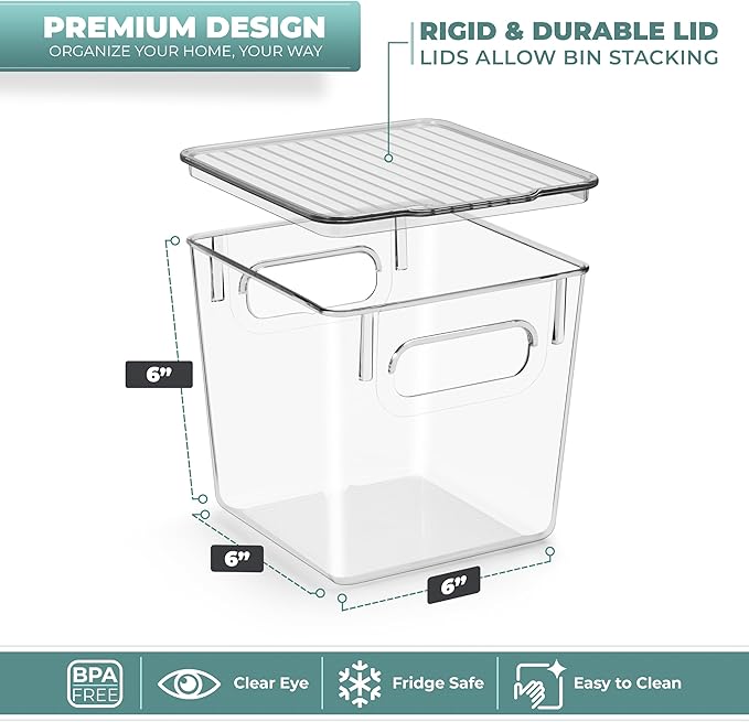 Sorbus Small Clear Plastic Storage Bins with Lids, Clear Stackable Storage Bins, Clear Toy Storage Bins, Clothes, Medicine, Makeup, Closet, Art Supply, Bathroom, Shoe, Toy Storage Organizer (2 Pack)