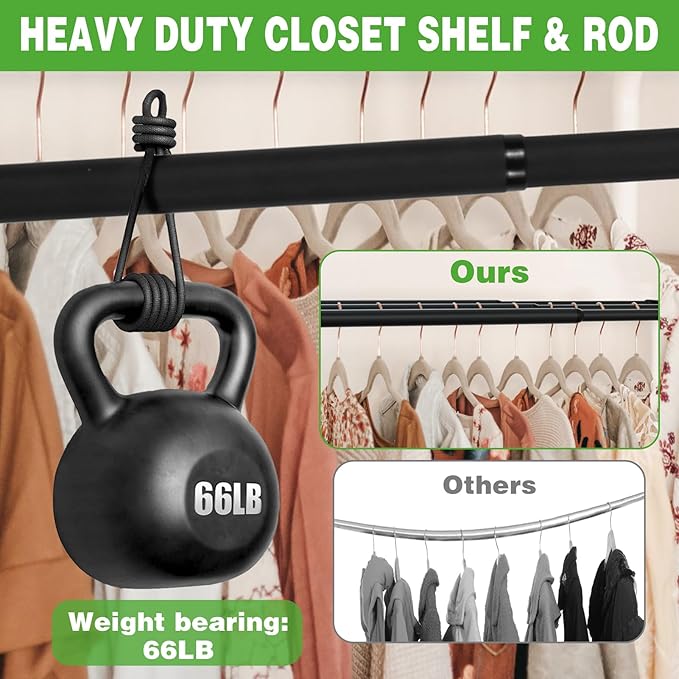 Expandable Closet Shelf, 16-67 Inches Metal Closet Rod Organizers and Storage Shelves Space Saving DIY Divider Separator for Cabinet Wardrobe