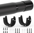 Closet Rod, 17 to 97 Inch Closet Rods for Hanging Clothes, Heavy Duty Adjustable Clothes Hanging Bar Rod Matte Black Closet Poles for Wardrobes, Closet, Bathroom, Windows, 1.3 Inch Diameter