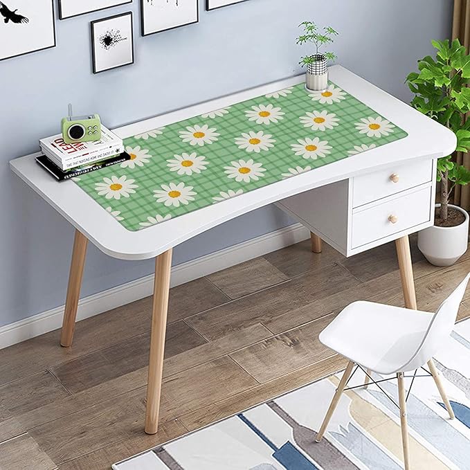 Daisy Floral Gaming Mouse Pad XXL Large Desk Mouse Pad Keyboard Mat with Stitched Edges Waterproof Non-Slip Desk Mat for Laptop,Keyboard,Computer 35.4 * 15.7 Inch
