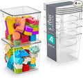 Sorbus Small Clear Plastic Storage Bins with Lids, Clear Stackable Storage Bins, Clear Toy Storage Bins, Clothes, Medicine, Makeup, Closet, Art Supply, Bathroom, Shoe, Toy Storage Organizer (4 Pack)