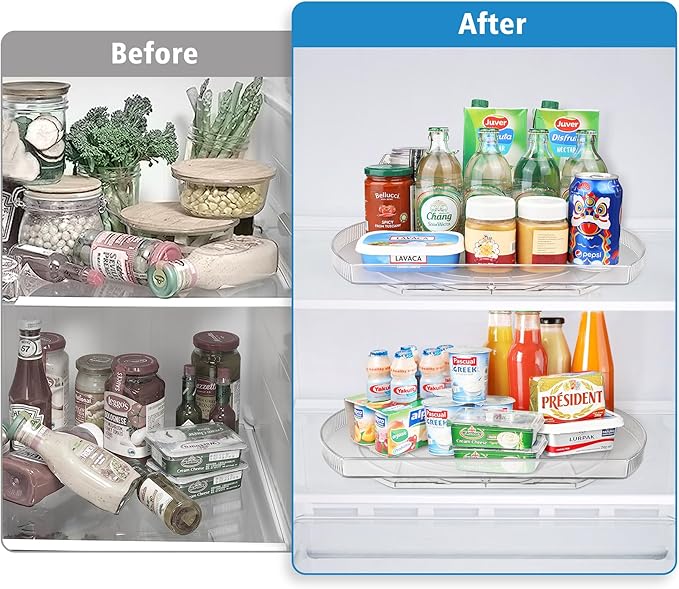 FIRJOY Lazy Susan Turntable for Refrigerator, Square Turntable Organizer for Fridge Cabinet, Pantry, Countertop (15.3" x 11.1" Rectangle 1 Pack - Clear)