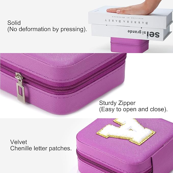 Parima Christmas Stocking Stuffers Gifts for Teenage Girls - Travel Jewelry Case for Girls Jewelry Box | Gifts for Friends Women Unique Gifts for Women | Friends Gifts - Letter J, Purple