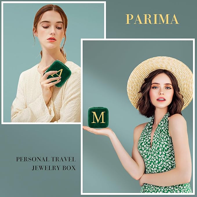 Parima Gifts for Coworkers - Small Funny Gifts for Coworkers Female, Coworkers Gift Ideas, Thank You Appreciation Gifts for Coworkers Pink Travel Jewelry Case Jewelry Box - Letter P, Green