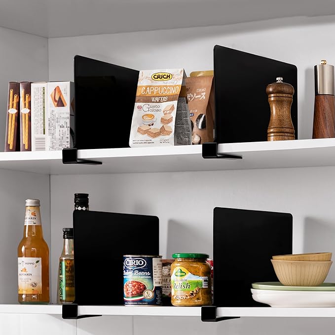 HBlife 8 Pack Black Shelf Dividers, Vertical Purse Organizer for Closet Perfect for Sweater, Shirts, Handbags in Bedroom and Kitchen, Adjustable Acrylic Bookshelf for Organization